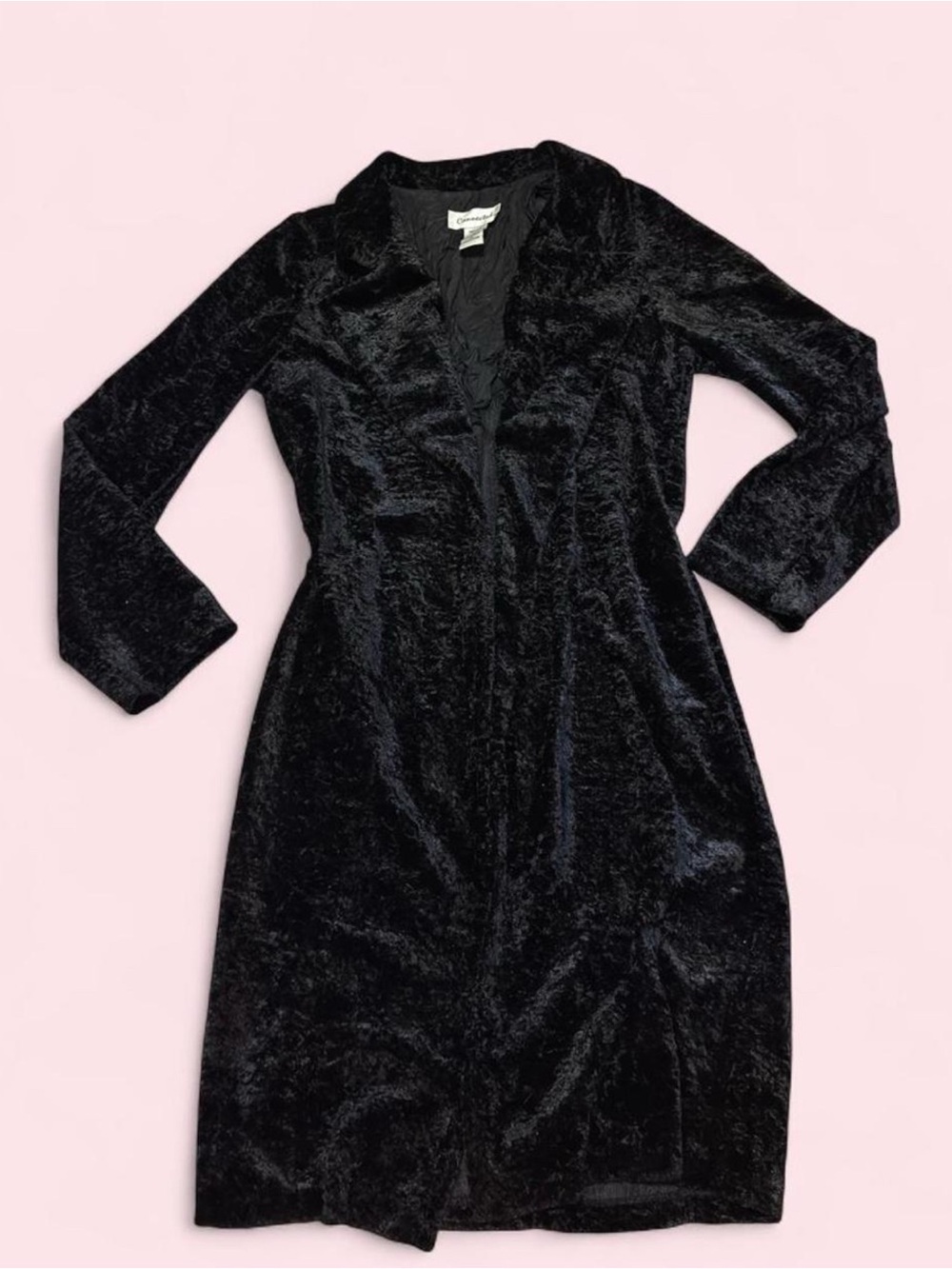 Vintage vampy/ glam Black Velvet Trench Coat